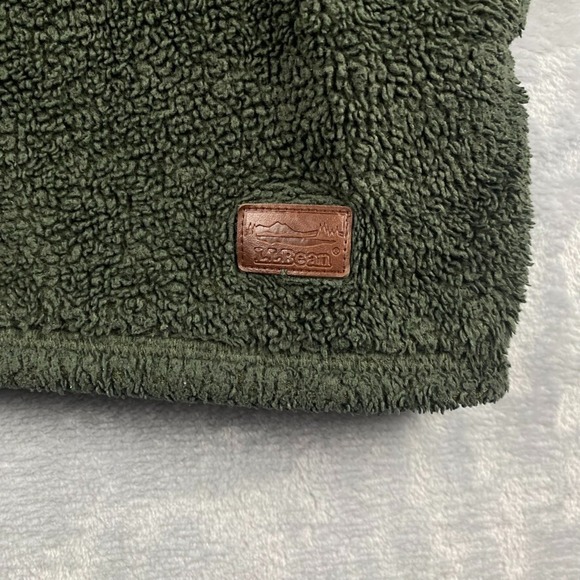 LL Bean Sweatshirt Mens XLT Tall Green Terry Winterloft Fleece 1/2 Zip Pullover - Picture 5 of 9